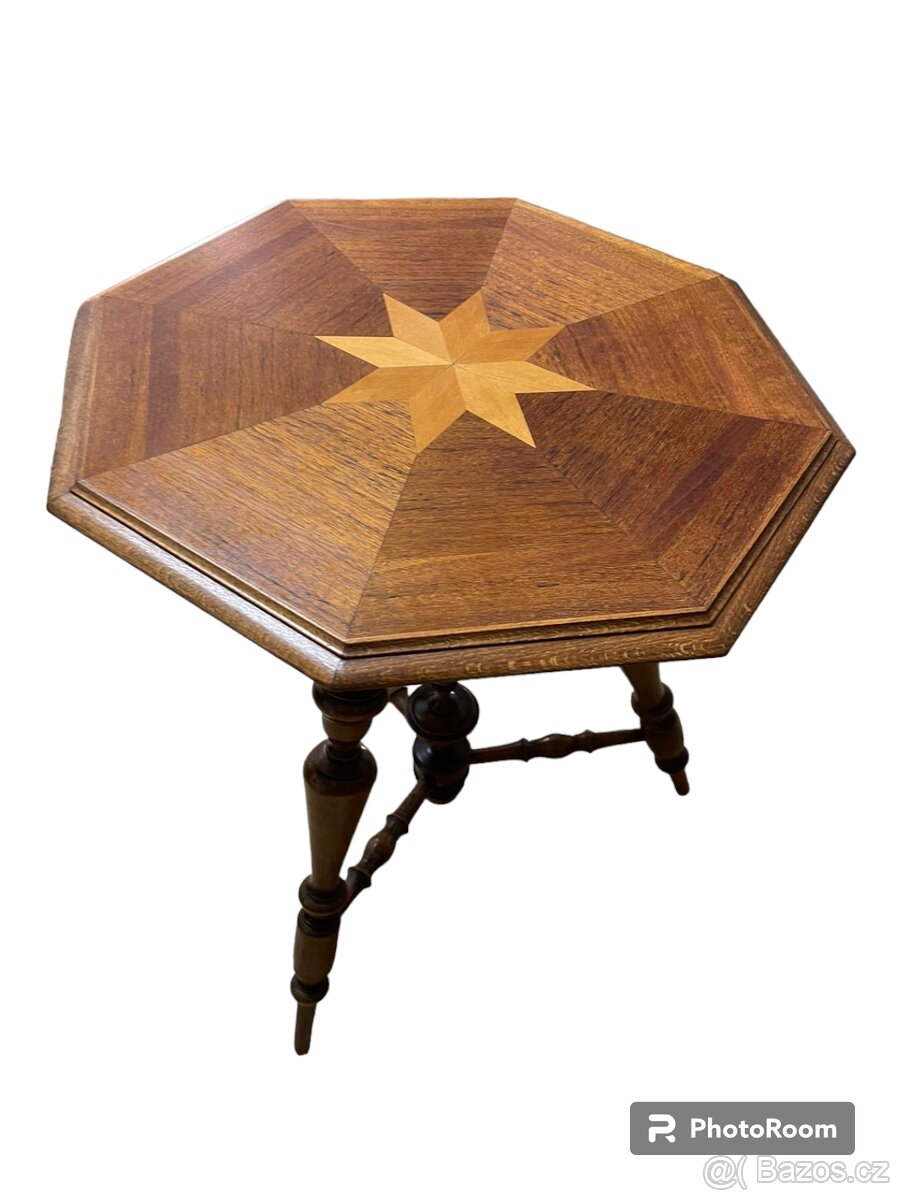 Intarzovaný odkládací konferenční stolek masiv – historismus - 5