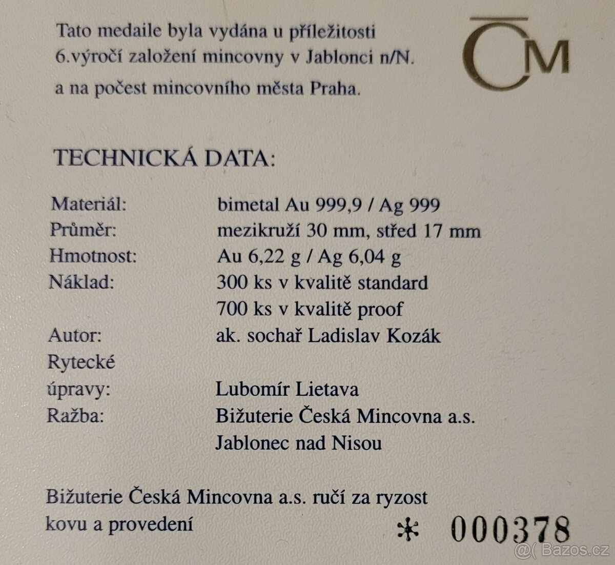 Medaile 1997 - Motiv 50 Kč - PROOF, Mincovní město Praha - 5