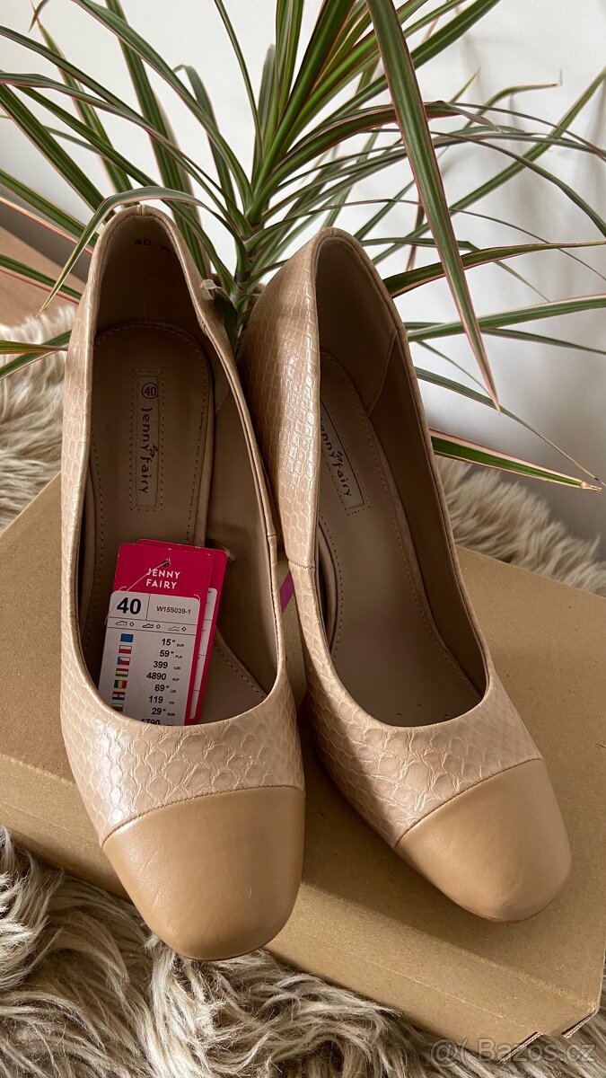 Nové dámské hnědé lodičky vel.40 - 5