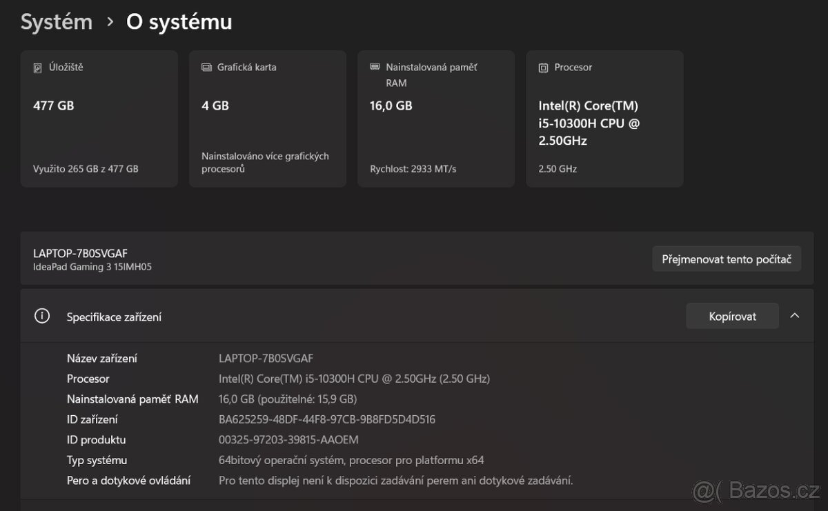 Herní notebook Lenovo IdeaPad Gaming 3 - 5
