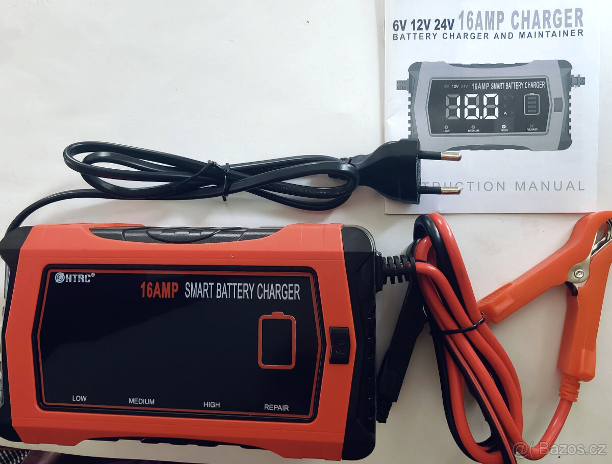 Nabíječka autobaterie, automat 6,12,24V,16A nová - 5