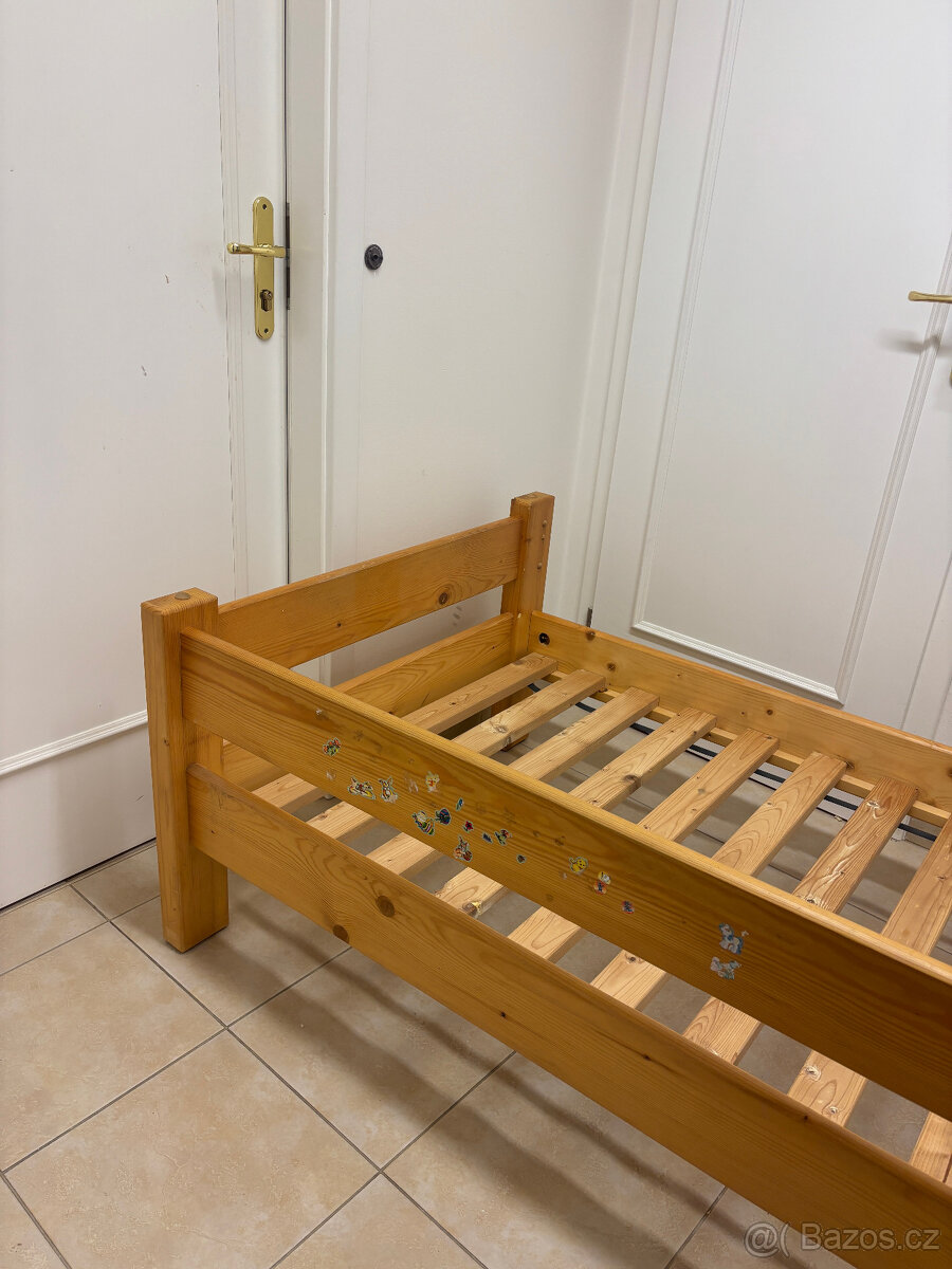 Dřevěná postel, 90×200 cm + 2 šuplíky - 5