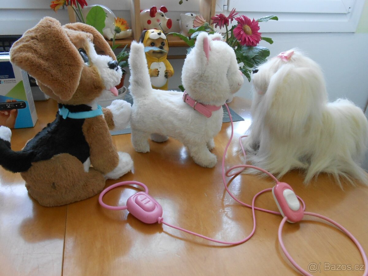 2x pejsek + 1x kočička na baterky - známky používání - 5