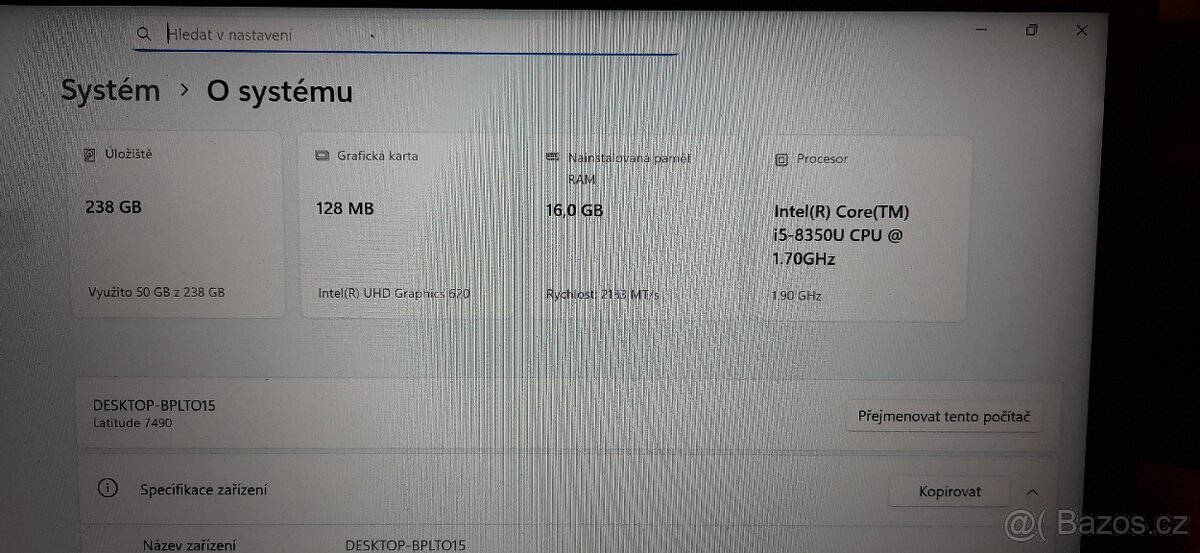 Prodám velmi pěkný, tenký notebook Dell 7490 - 5