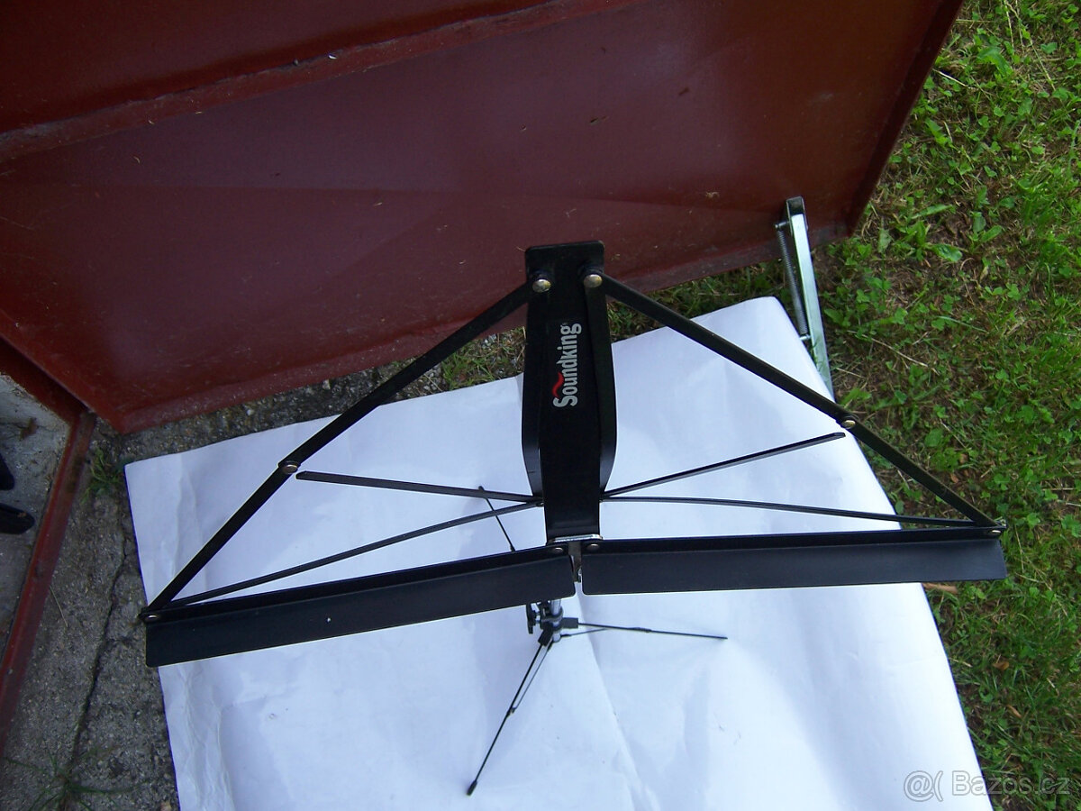 černý, kovový stojan na noty, rozkládací, stavitelný, - 5