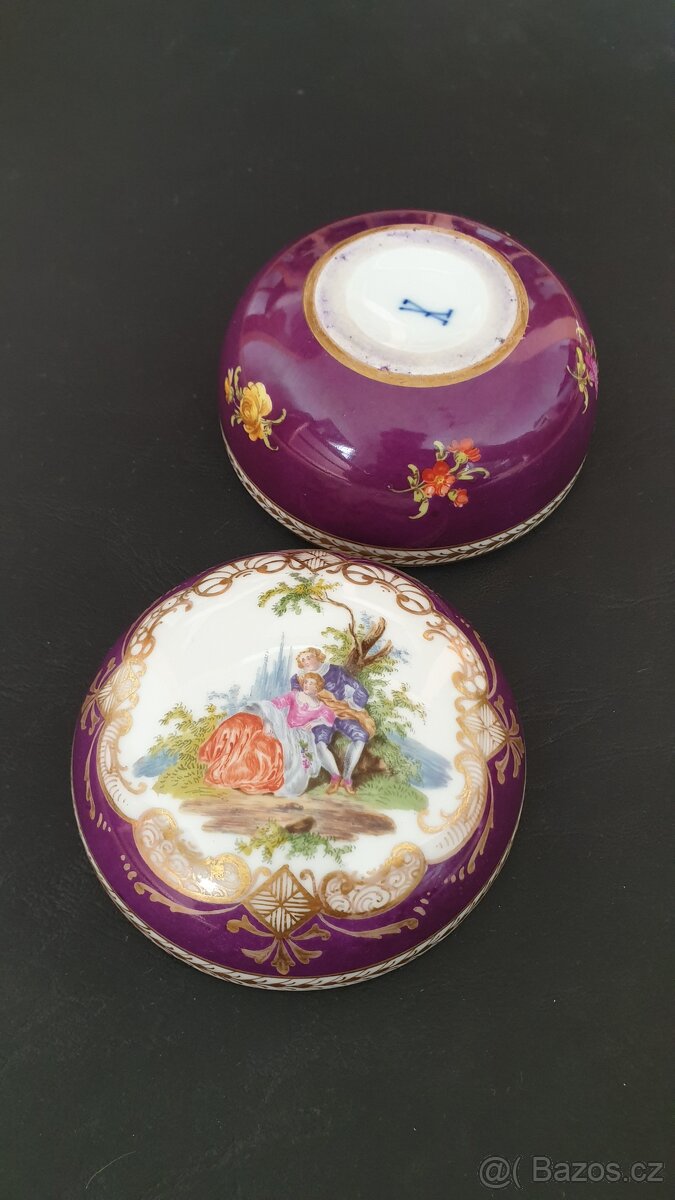 Starožitná porcelánová šperkovnice "Míšeňský Styl" - 5