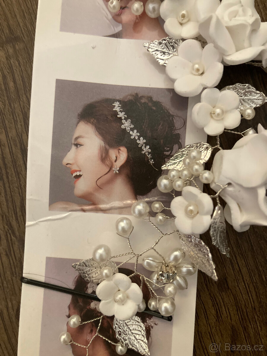 set pro nevěstu-závoj, podvazek, ozdoba do vlasů - 5