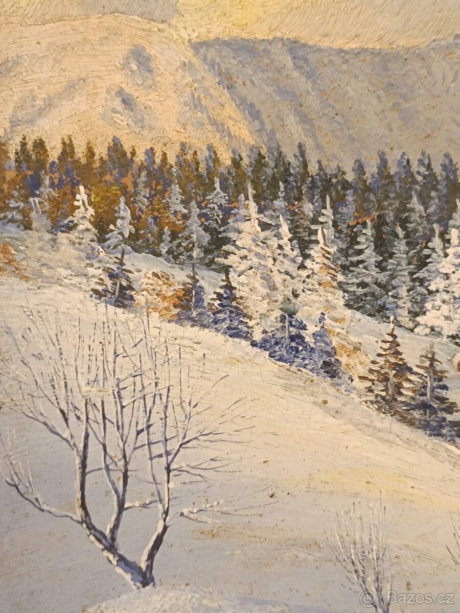 Obraz Sněžka, A. Esche, olej 30x37 - 5