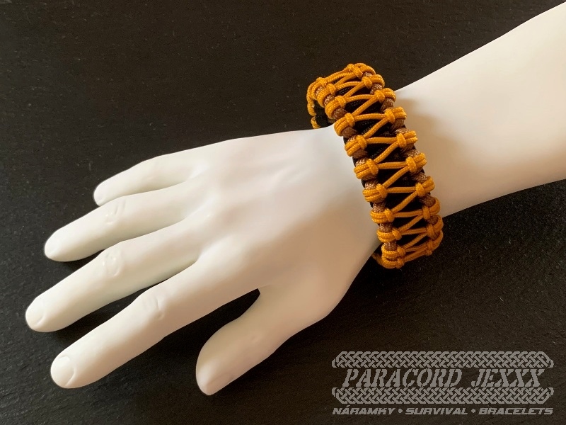Paracord náramek (19,5 cm) black - coyote - gold - 5