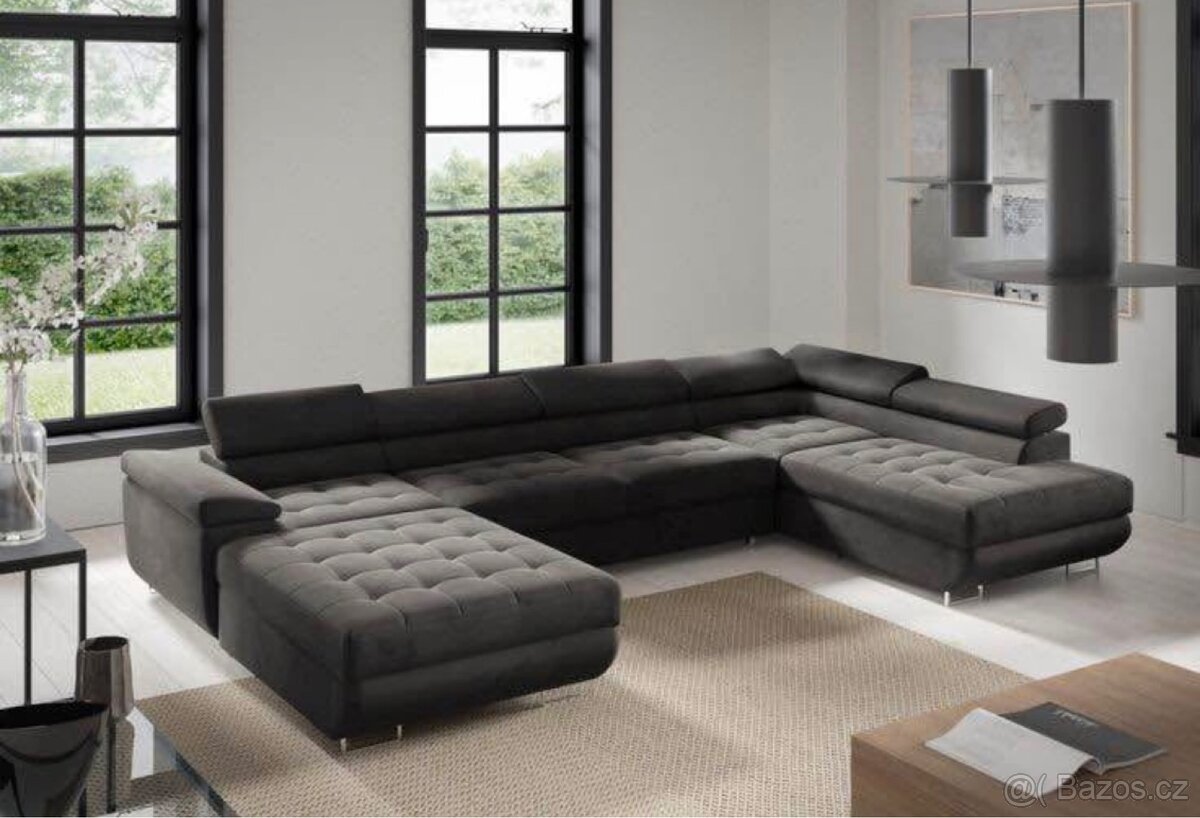 Sedací souprava do U, šedá - 5