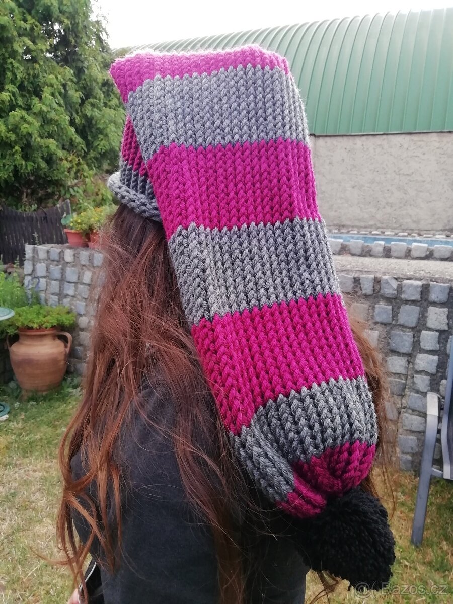 Nová pletená mega dlouhá čepice - 5
