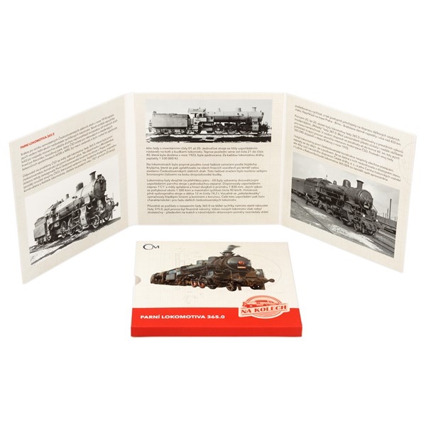 STŘÍBRNÁ MINCE NA KOLECH - PARNÍ LOKOMOTIVA 365.0 PROOF - 5