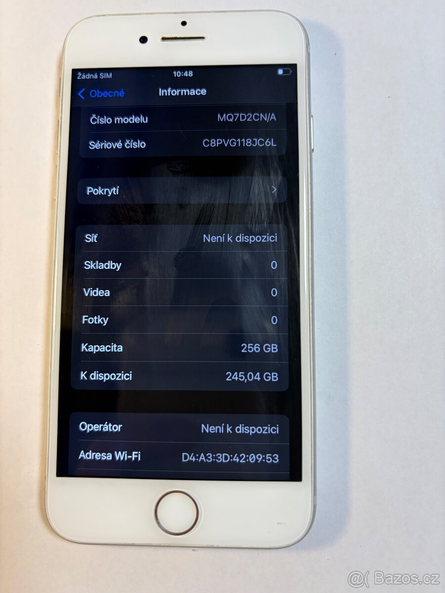 Apple iPhone 8 256gb kondice baterie 100% s kabelem ios 16.7 - 5