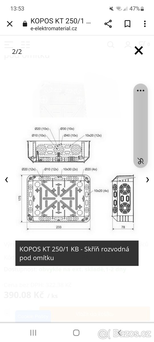 Krabice Elektro kopos k250 - 5