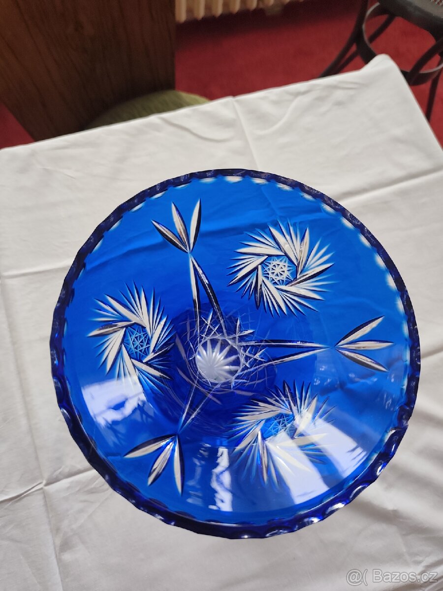 skleněná kobaltová váza - 5