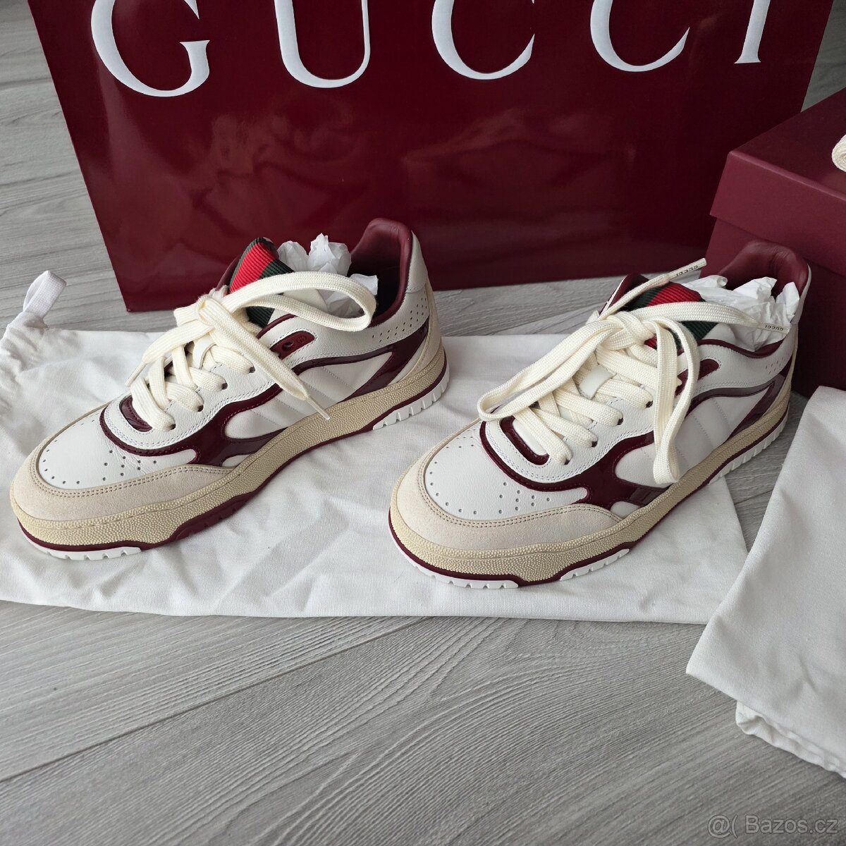 Gucci re-web white red trainers - 5