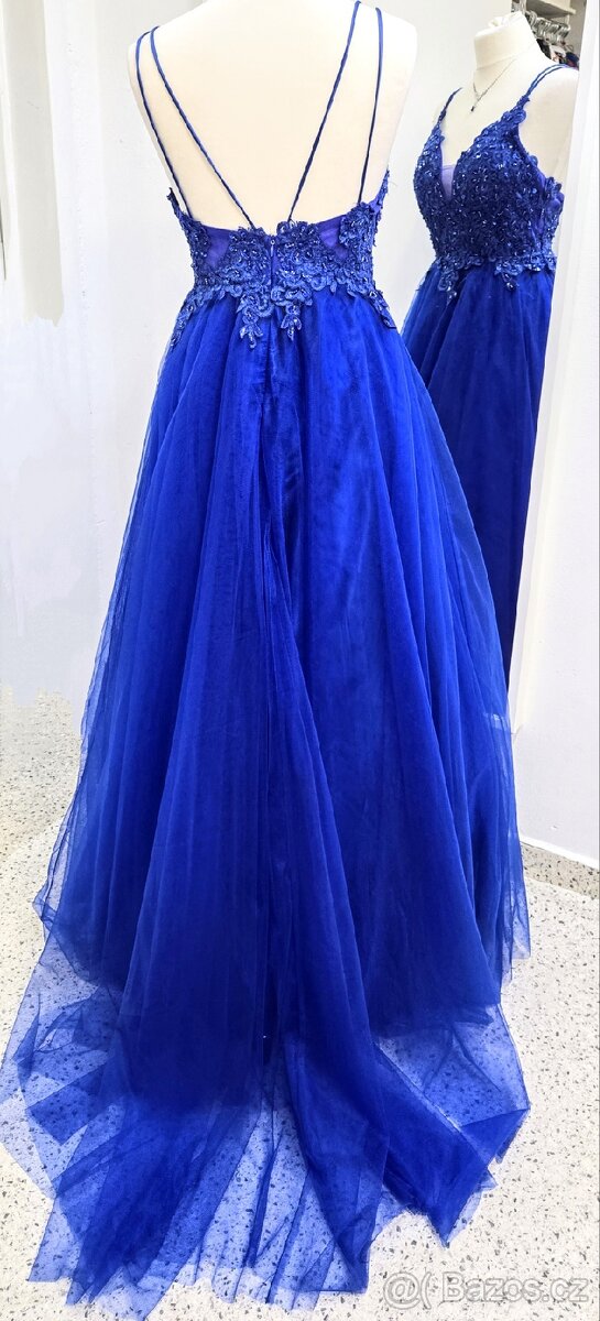 NOVÉ plesové šaty KRÁLOVSKY MODRÉ - 5