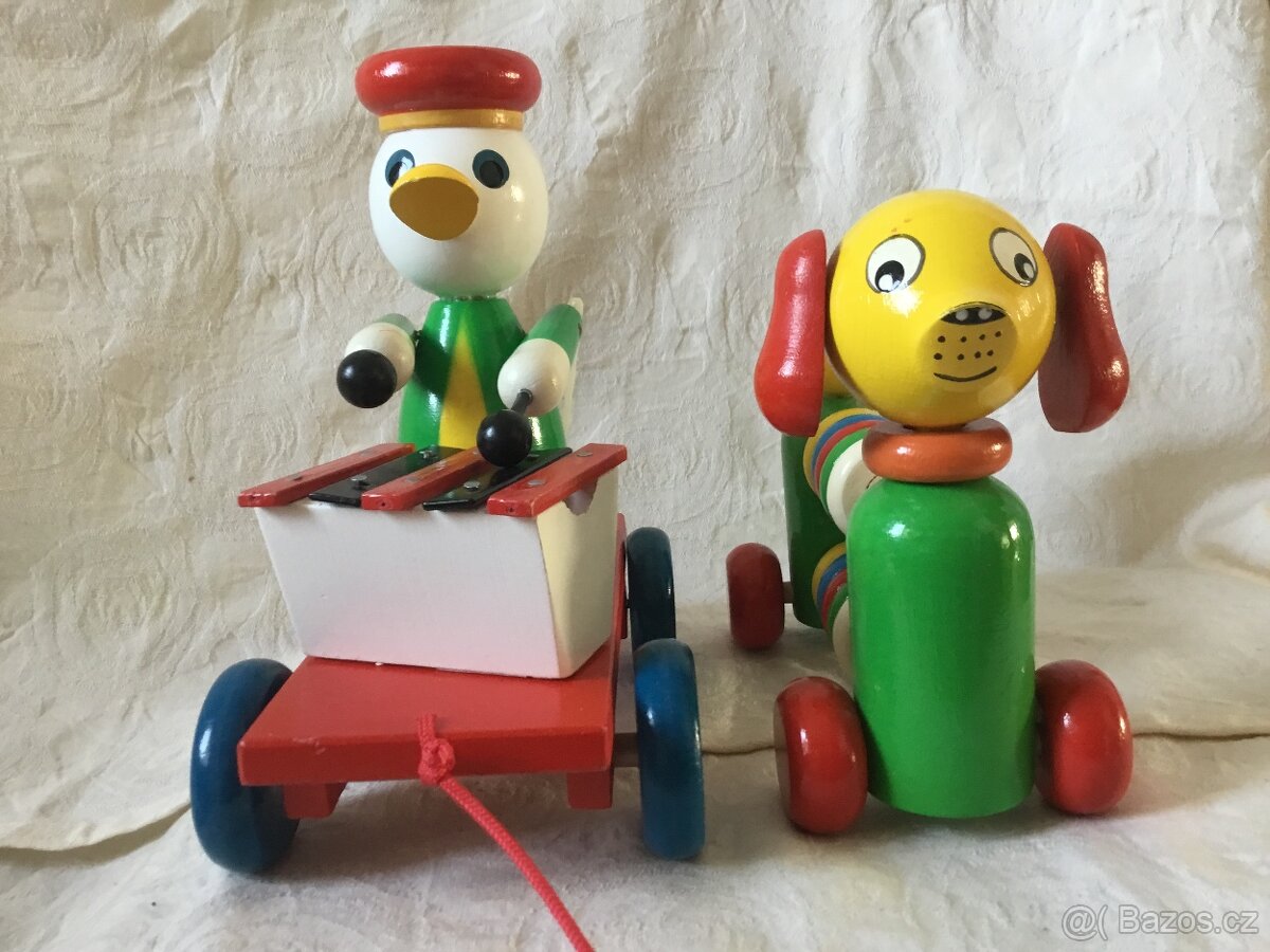 dřevěný pejsek , kacer, klaun - 5