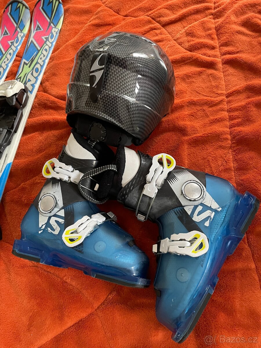 Dětské lyže Nordica 100 cm + lyžáky 30-31+helma - 5
