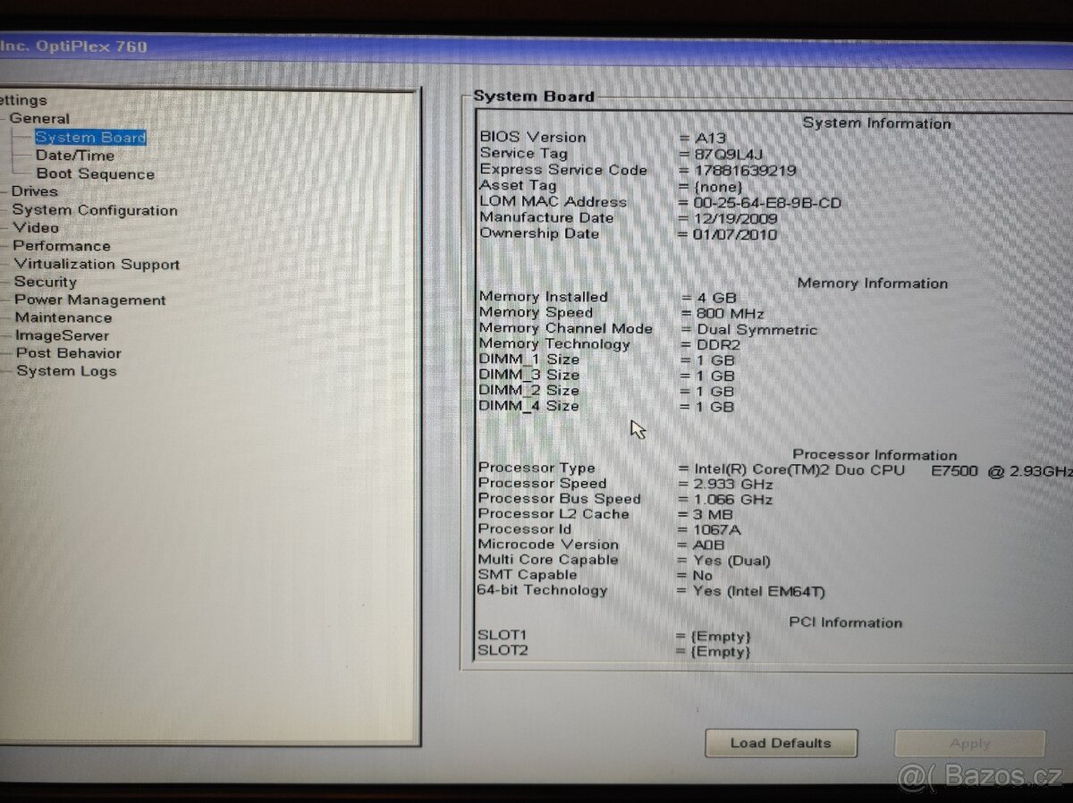 PC DELL OPTIPLEX 760, iCore2Duo, 4GB, 320GB, DVD+/-RW - 5
