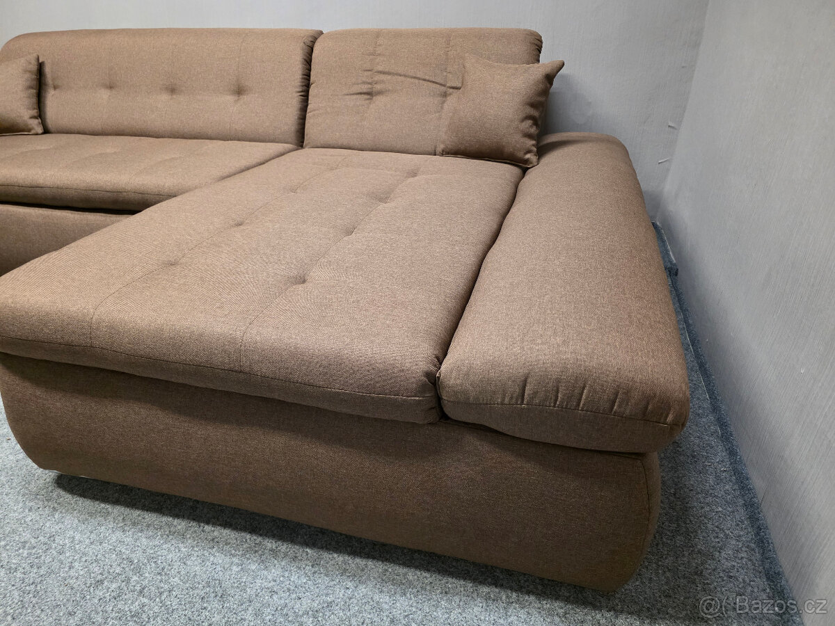 Nová rozkládací rohová sedačka LUSSY hnědá - 5