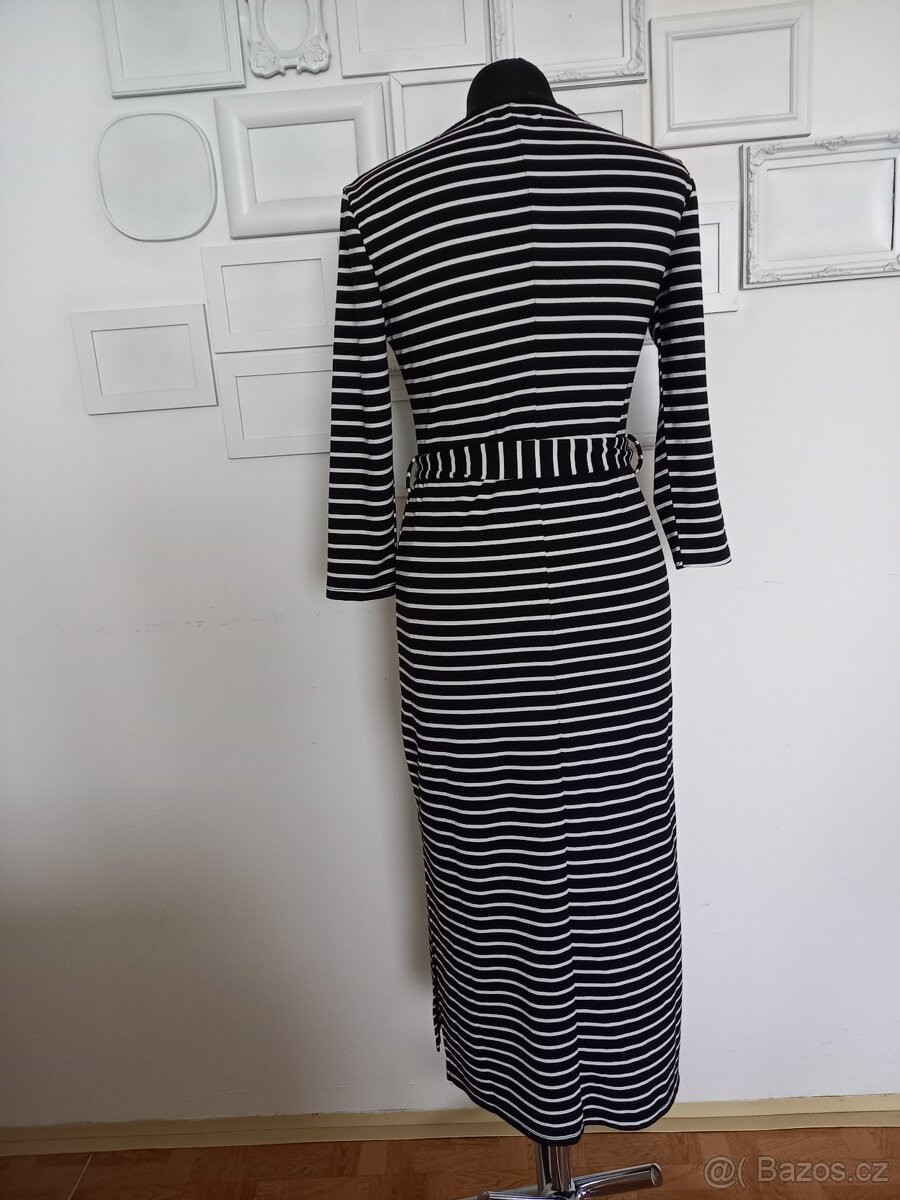 Maxi černé pruhované šaty - 5