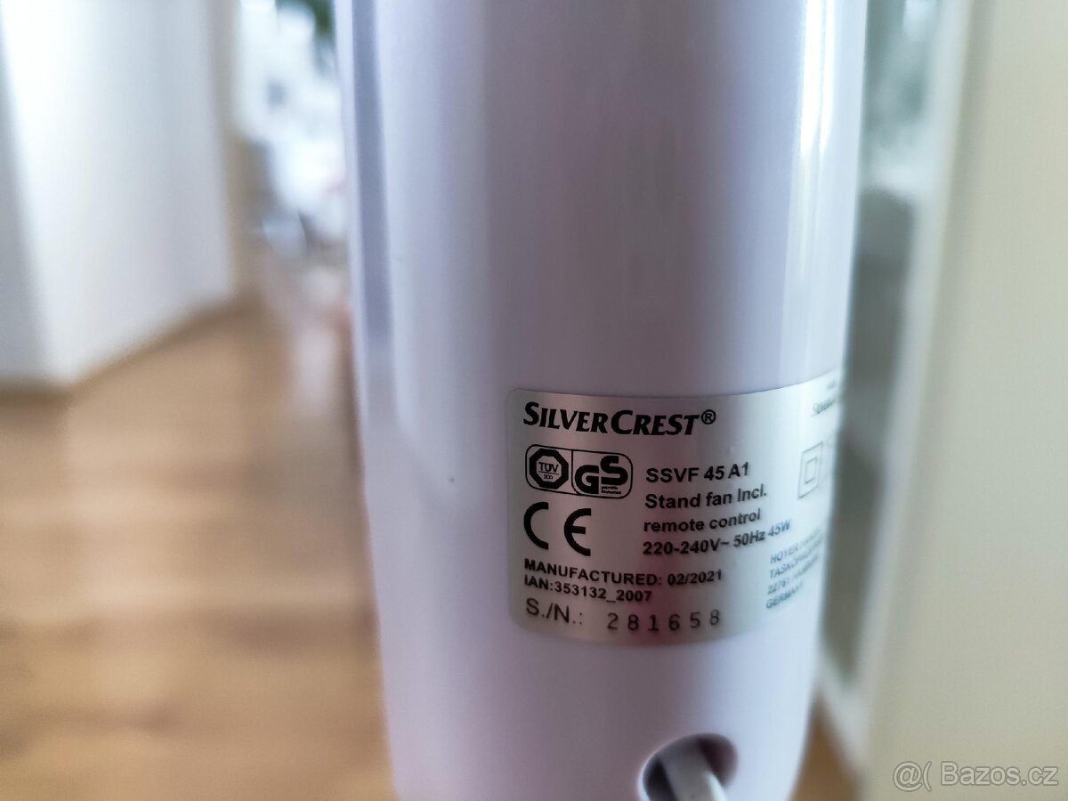 VENTILÁTOR BÍLÝ stojanový SSVF 45 A1 Silvercrest NOVÝ - 5