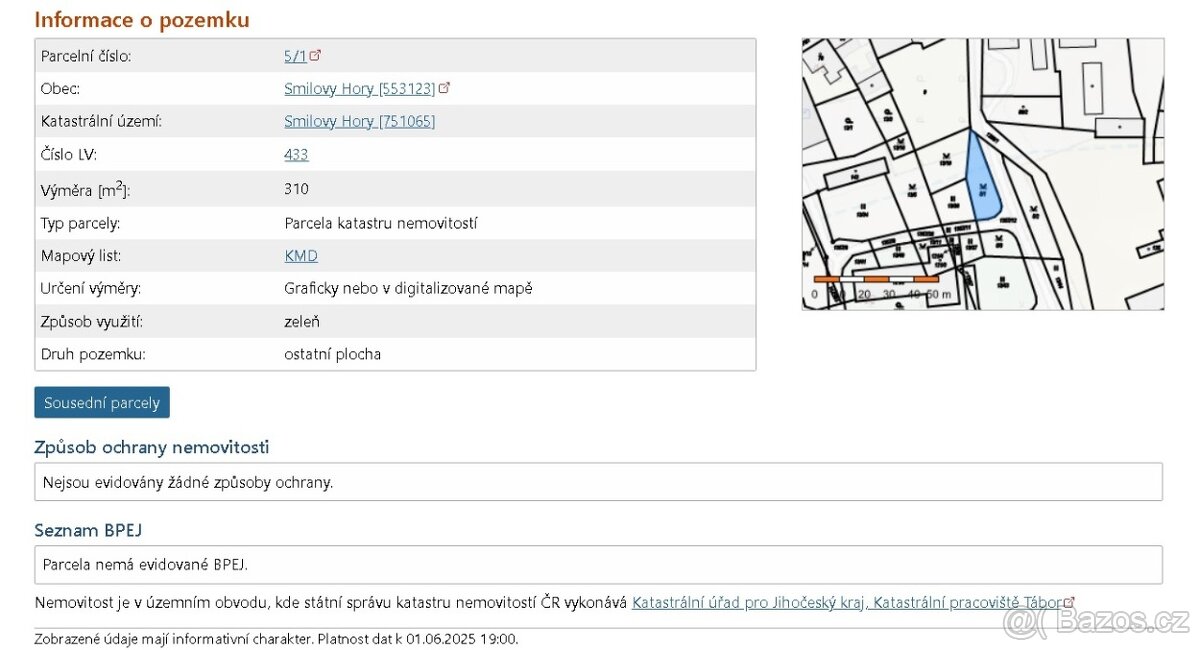 Stavební pozemek 310 m2 v jižních Čechách - Smilovy Hory - 5