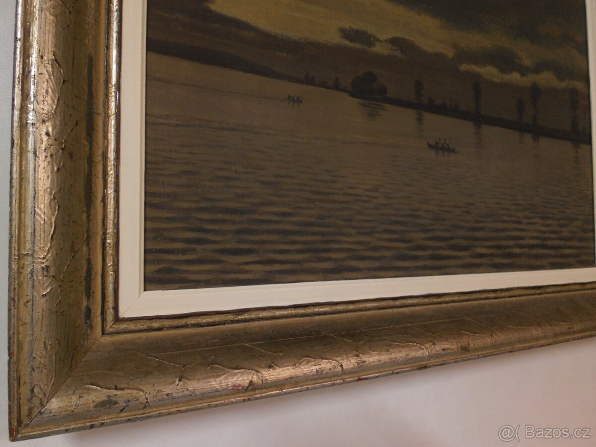 Jezero za soumraku s loďkami Karel Zápeca - 5