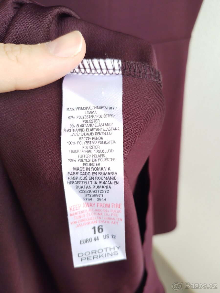 Elegantní vínové šaty s krajkou Dorothy Perkins vel. 44 - 5