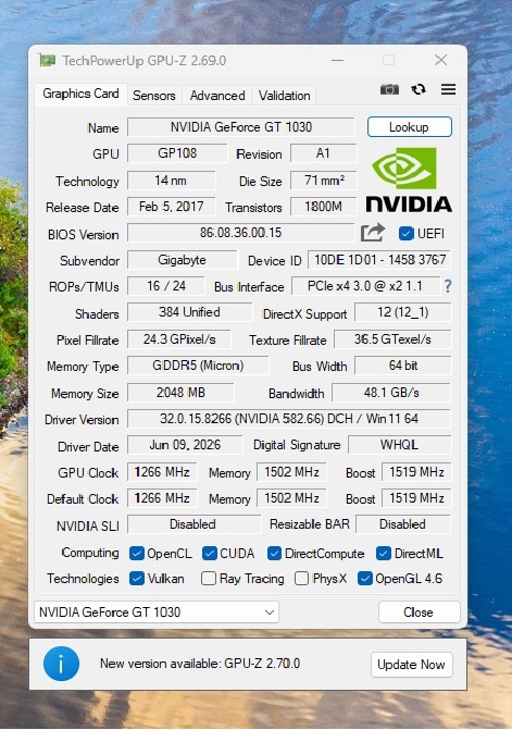 GIGABYTE Geforce GT 1030 OC 2G - 5