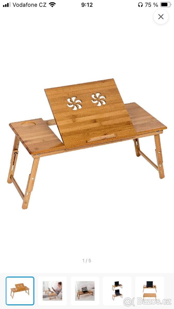 Stolek na notebook do postele 72x35x26 cm - 5
