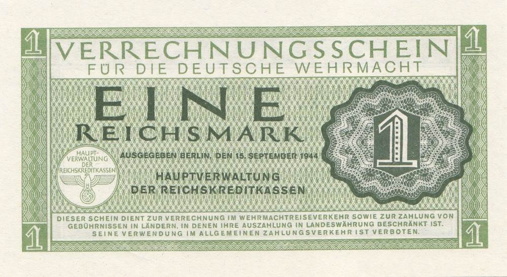 100 ks balíček Wehrmacht 1 Reichsmark 1944,UNC - 5
