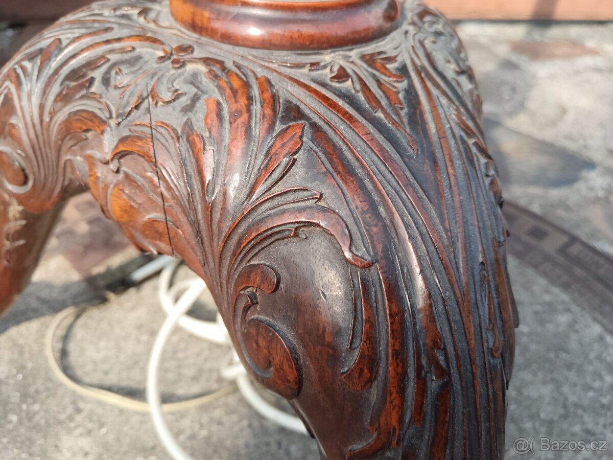 Starožitná vyřezávaná dřevěná podlahová lampa - 5