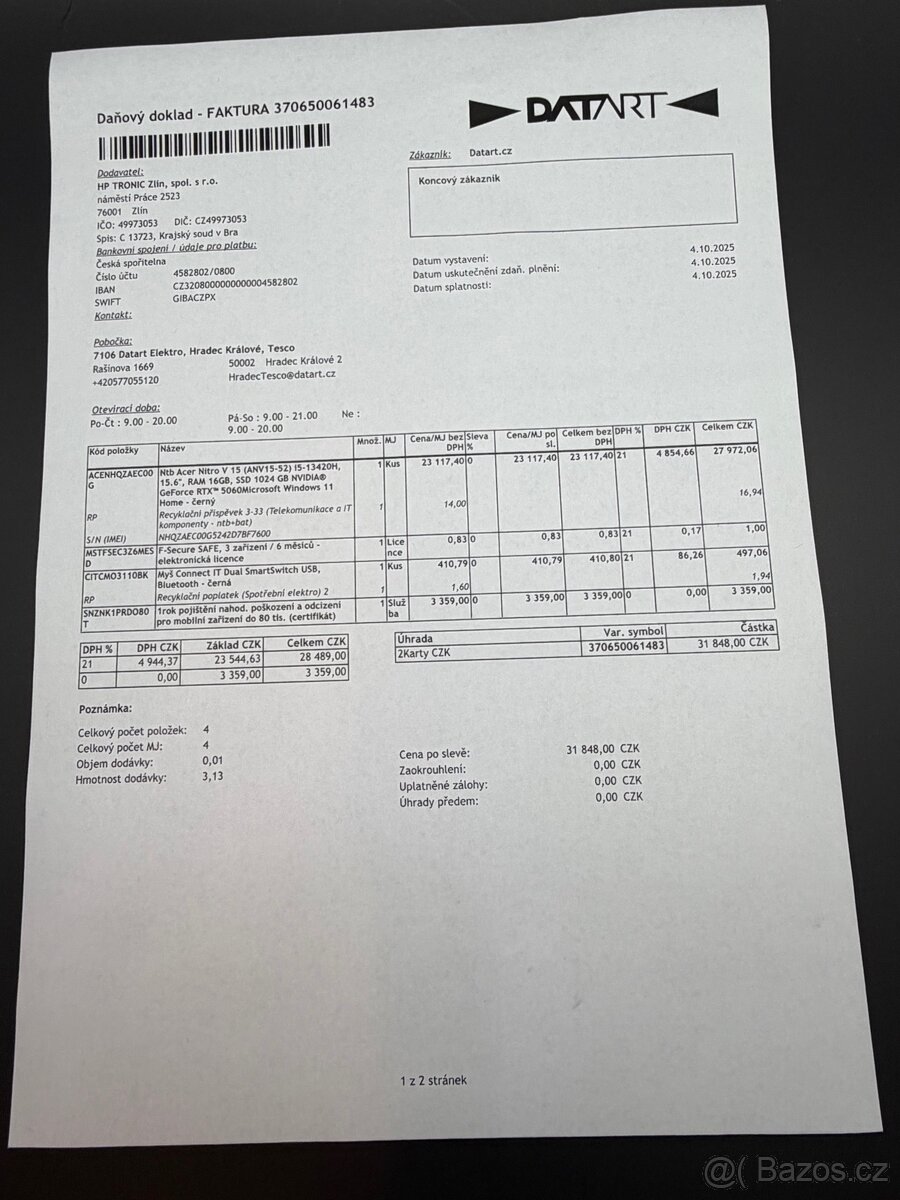 ACER NITRO V14 (ANV15-52) záruka - 5