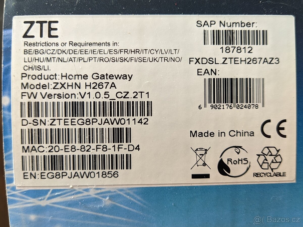 O2 modem VDSL ZTE ZXHN H267A - 5