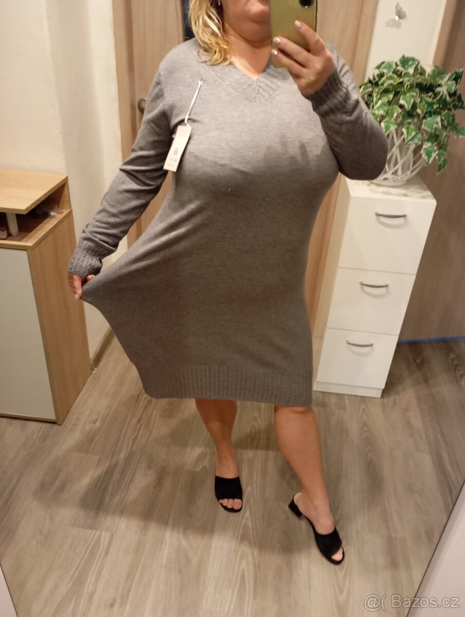 Šaty šedé úpletové - 5
