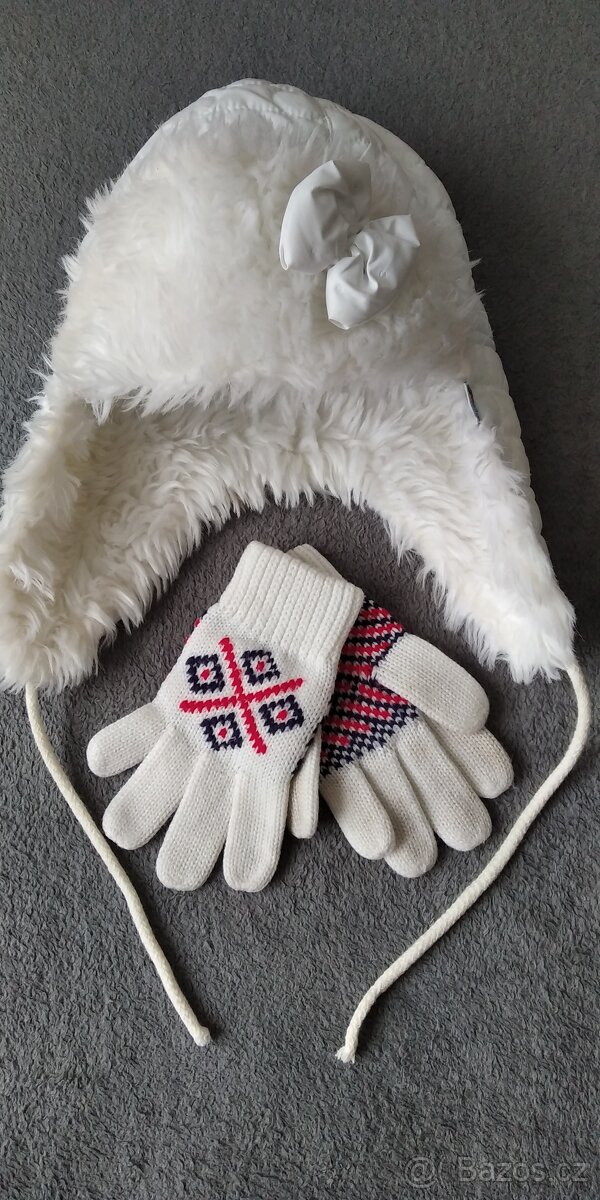 zimní dětský kožíšek; čepice+rukavice - 5