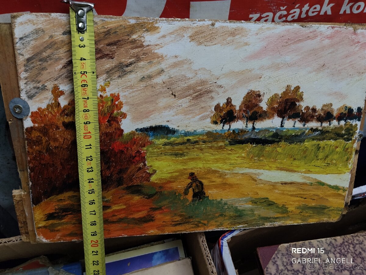 Podzimní Krajinka – Olej/Akryl na Dřevě 18 x 31 cm - 5