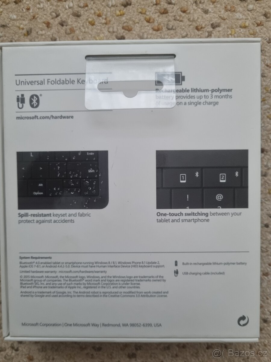 Prodám bluetooth skládací klávesnici Microsoft - 5