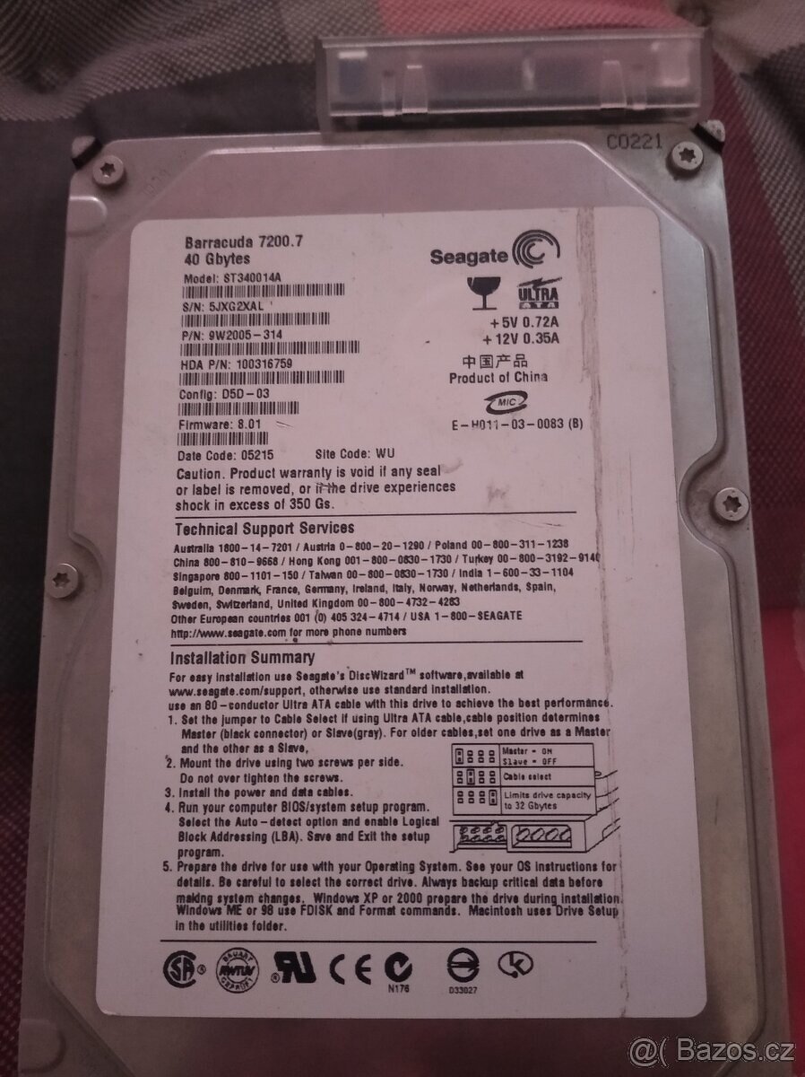 Pevný disk Seagate Barracuda 7200.7, 40 - 5