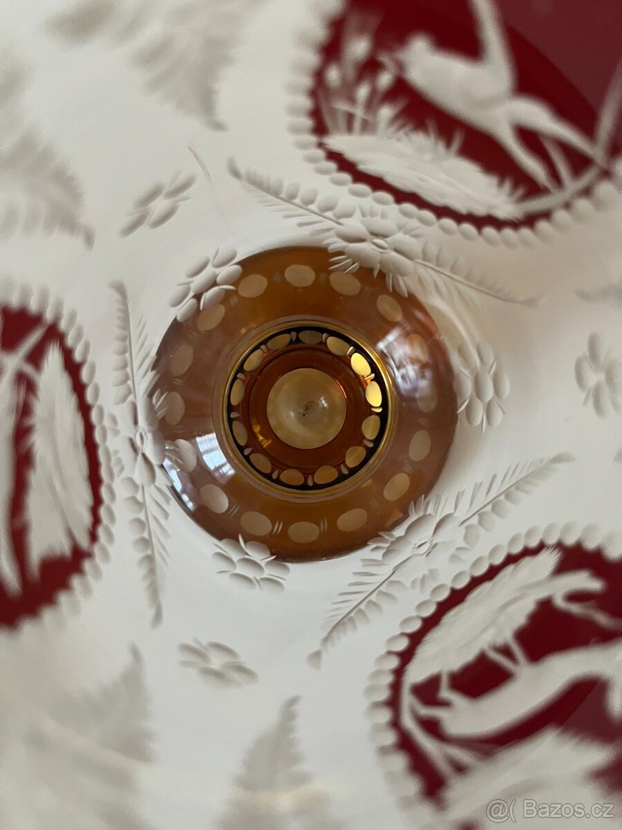 Nádherný starožitný pohár s mysliveckým motivem - 5