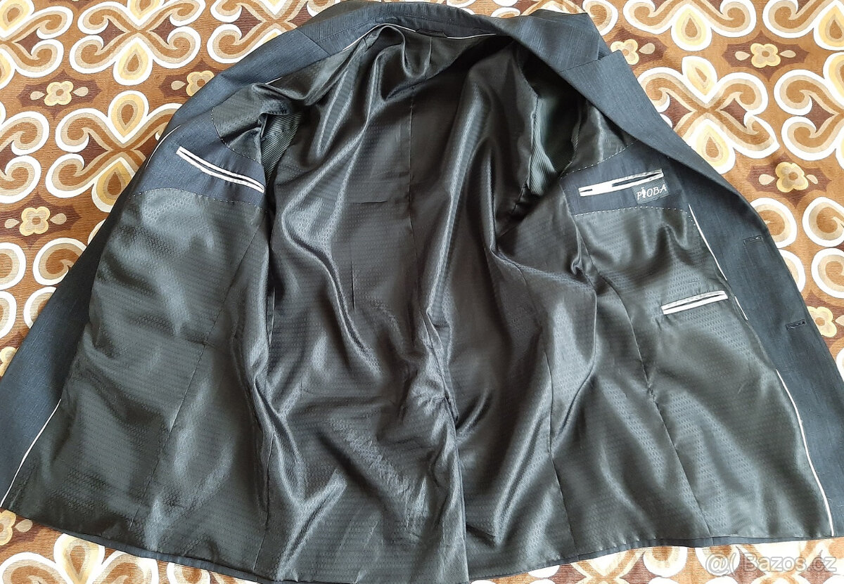 Tmavý společenský pánský oblek Pioba vel. 52 - 5