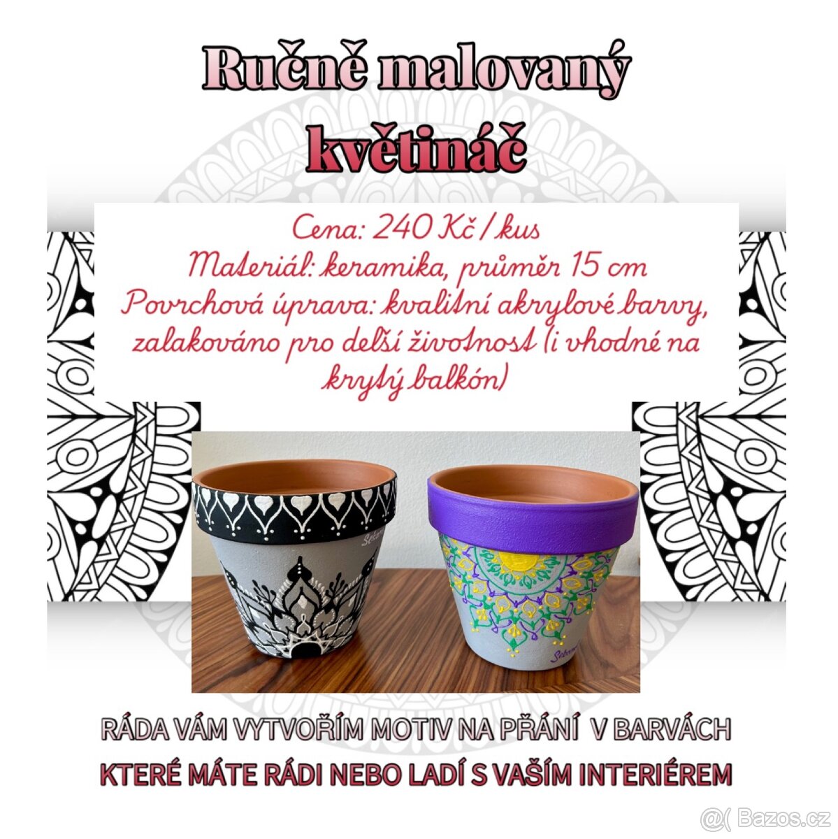 Ručně malovaný květináč - 5