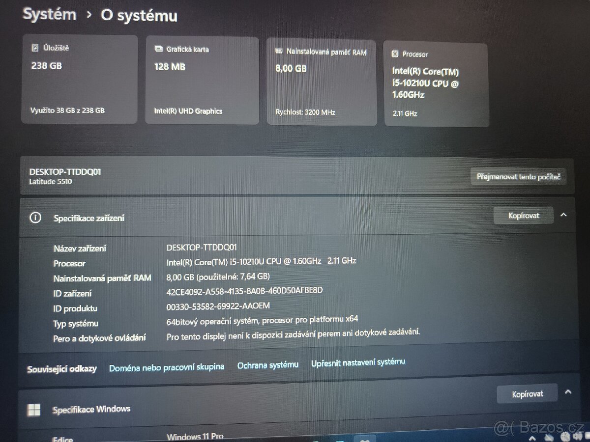 Notebook Dell Latitude 5510, i5, 256 SSD, 8GB RAM. - 5