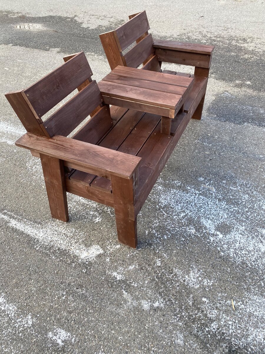 Zahradní lavička s odkládacím stolkem - 5