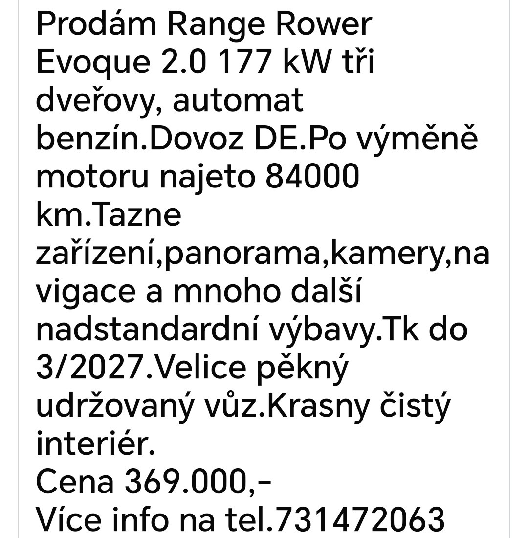 Range Rover Evoque 2.0 177kw