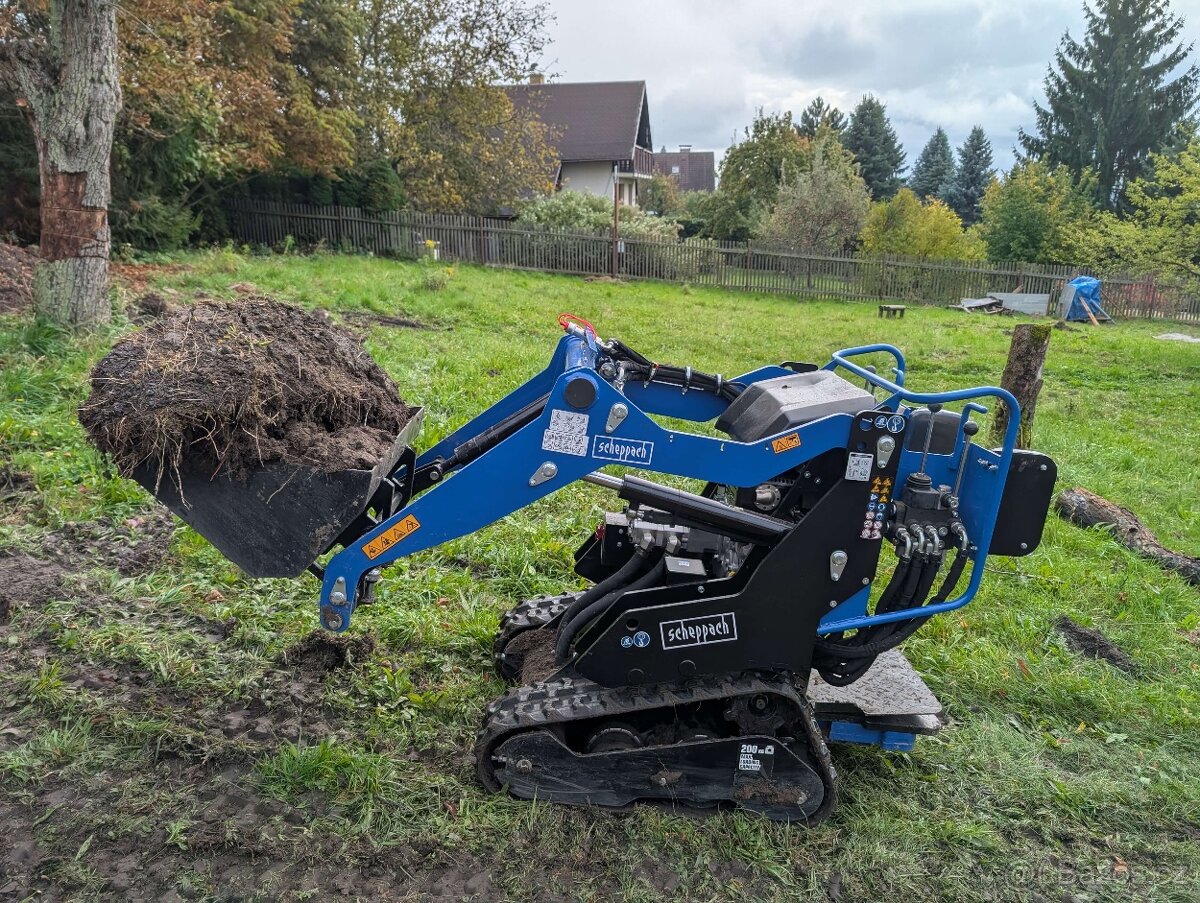 Pásový mini nakladač Scheppach MKL730 lopata+ paletové vidle - 5