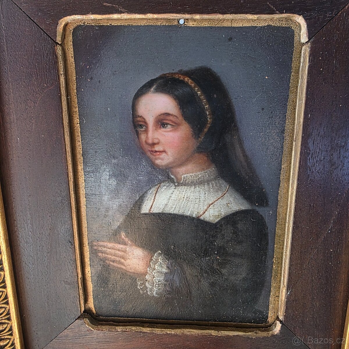 Krásný starý bidermaier obrázek na plechu - 5