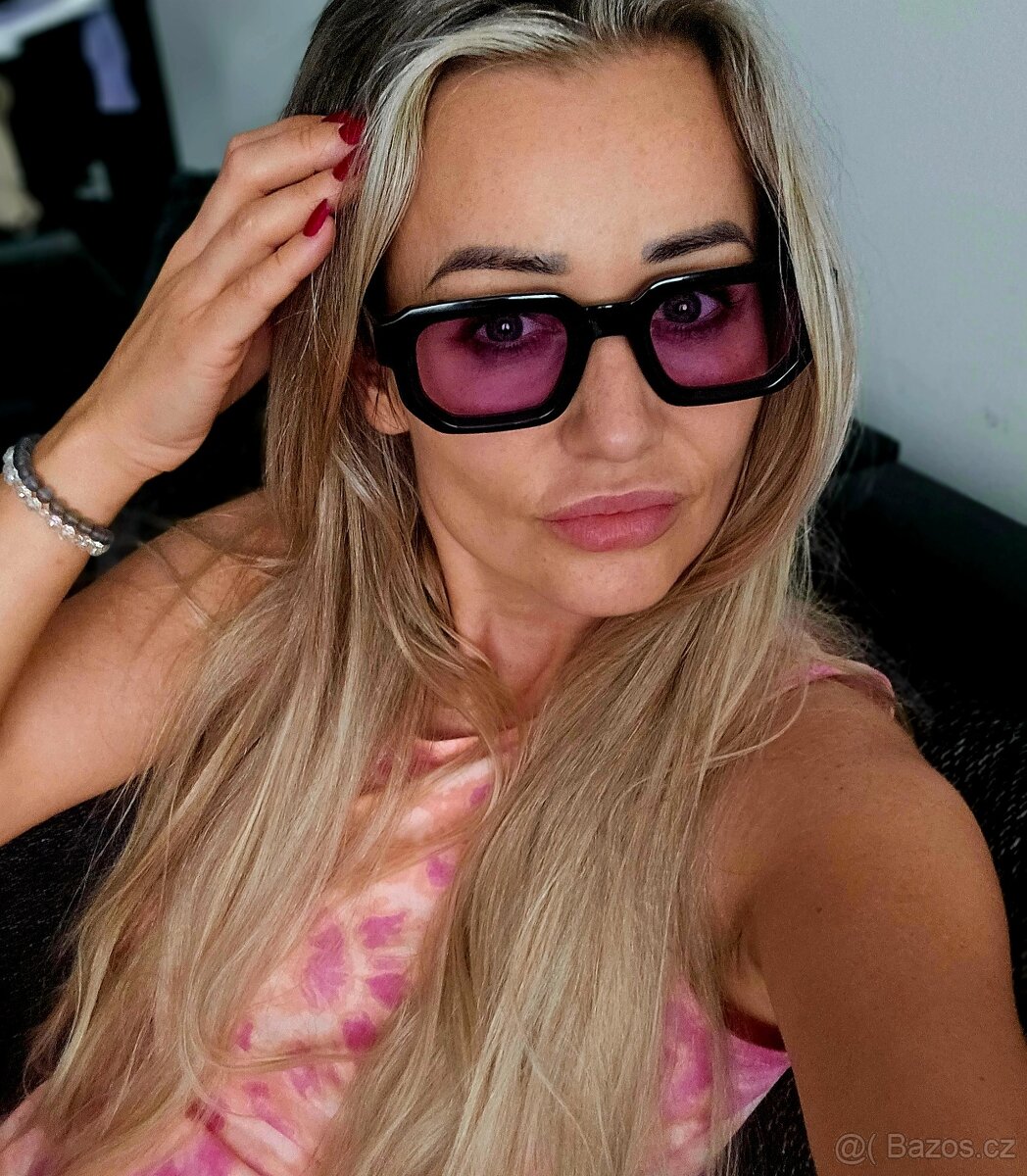 Sluneční brýle černo-ružové - 5